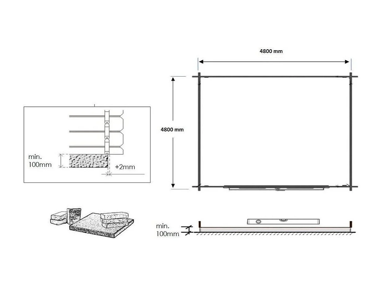 Casetta da giardino in legno - 25m2 - 5x5m - 40mm - colore: naturale - DOM612 - ALTANKA