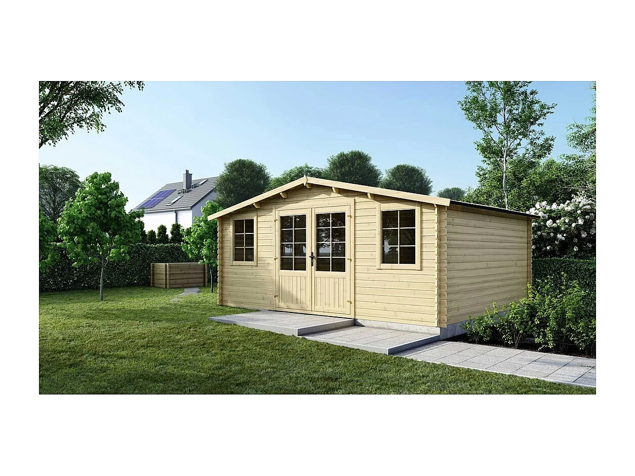 Abri de jardin en bois - 25m2 - 5x5m - Ep. 40mm - Couleur: naturel - DOM612 - ALTANKA