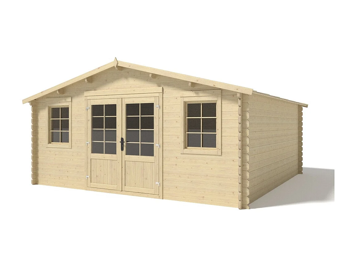 Abri de jardin en bois - 25m2 - 5x5m - Ep. 40mm - Couleur: naturel - DOM612 - ALTANKA