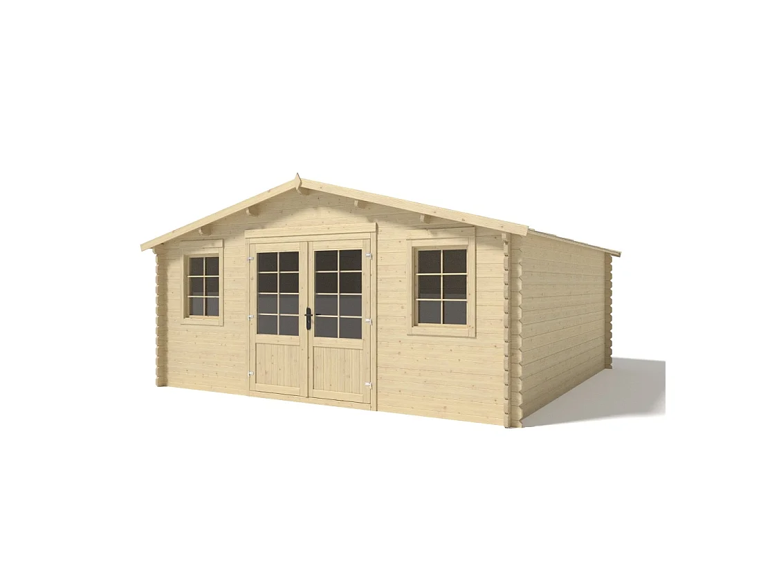 Abri de jardin en bois - 25m2 - 5x5m - Ep. 40mm - Couleur: naturel - DOM612 - ALTANKA