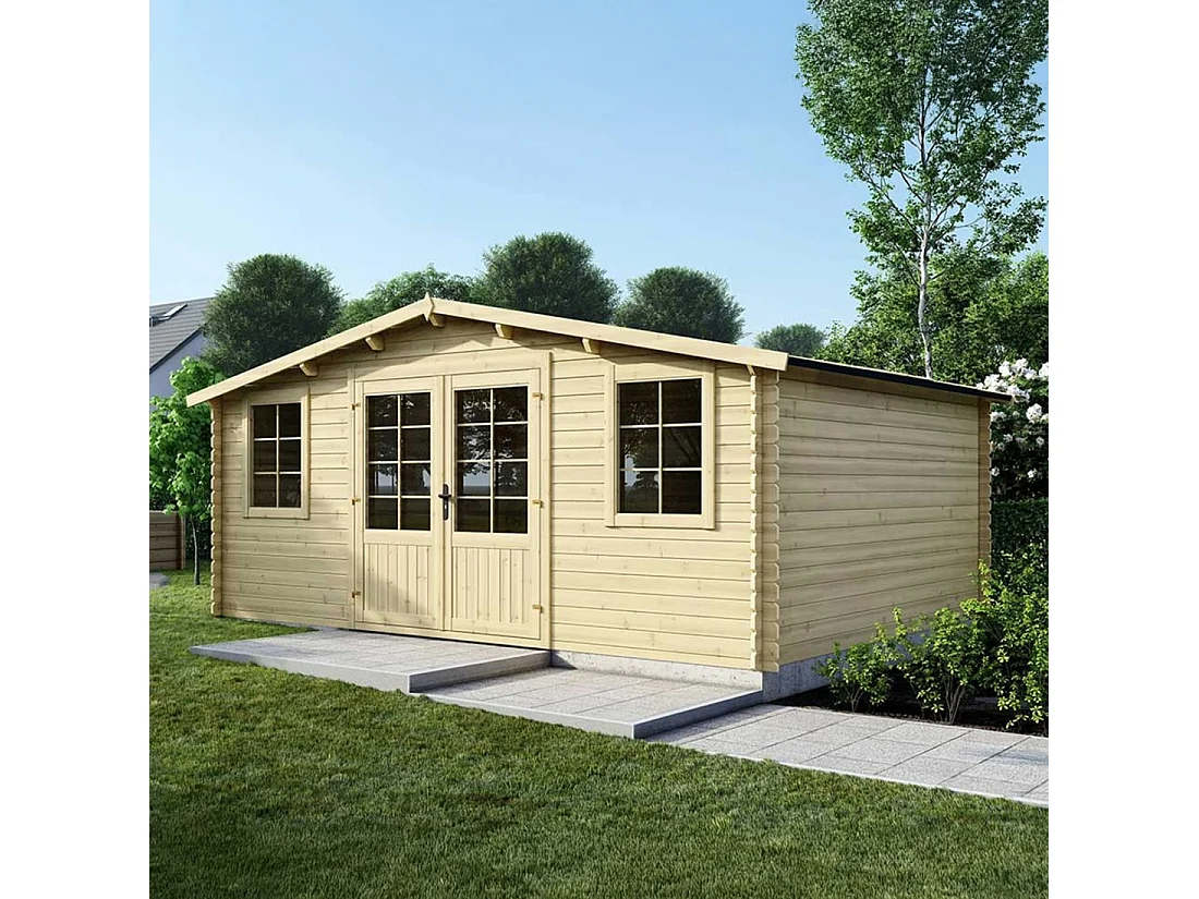 Casetta da giardino in legno - 25m2 - 5x5m - 40mm - colore: naturale - DOM612 - ALTANKA