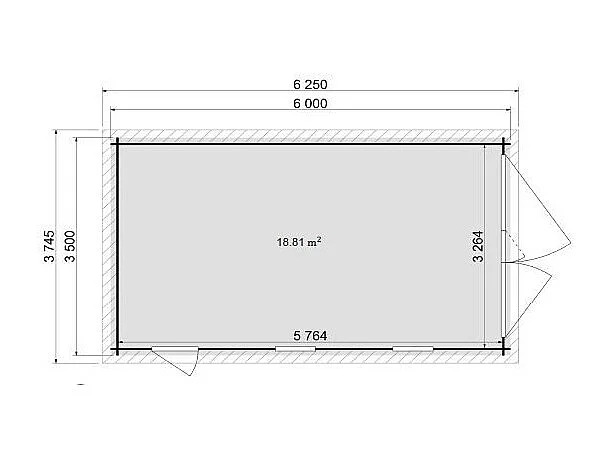 Garage in legno - 21m2 - 3.5x6m - impregnata - 28mm - colore: marrone - GAR20 - ALTANKA