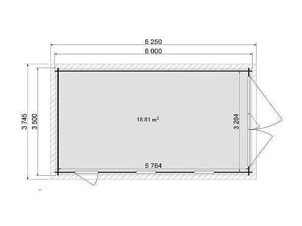 Garage en bois - 21m2 - 3.5x6m - imprégné - Ep. 28mm - couleur: marron - GAR20 - ALTANKA