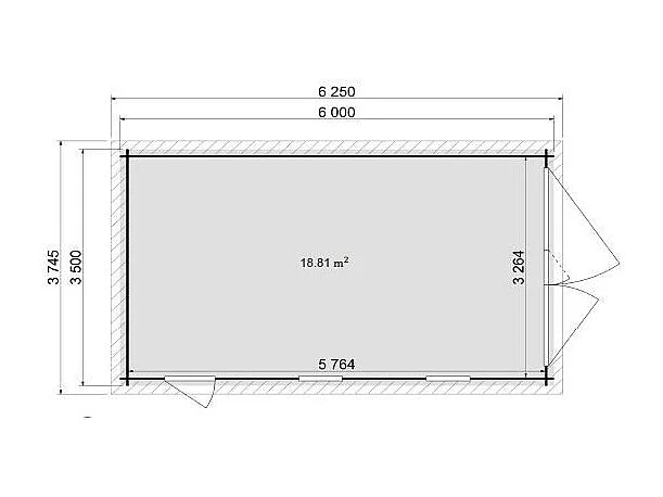Garage en bois - 21m2 - 3.5x6m - imprégné - Ep. 28mm - couleur: marron - GAR20 - ALTANKA