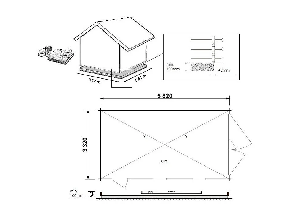 Garage en bois - 21m2 - 3.5x6m - imprégné - Ep. 28mm - couleur: marron - GAR20 - ALTANKA
