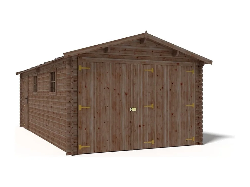 Garage en bois - 21m2 - 3.5x6m - imprégné - Ep. 28mm - couleur: marron - GAR20 - ALTANKA