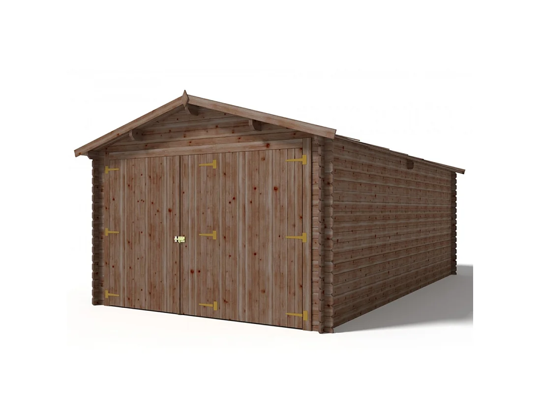 Garage en bois - 21m2 - 3.5x6m - imprégné - Ep. 28mm - couleur: marron - GAR20 - ALTANKA