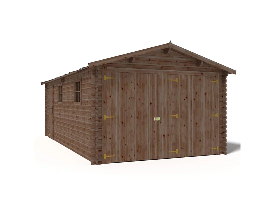 Garage en bois - 21m2 - 3.5x6m - imprégné - Ep. 28mm - couleur: marron - GAR20 - ALTANKA