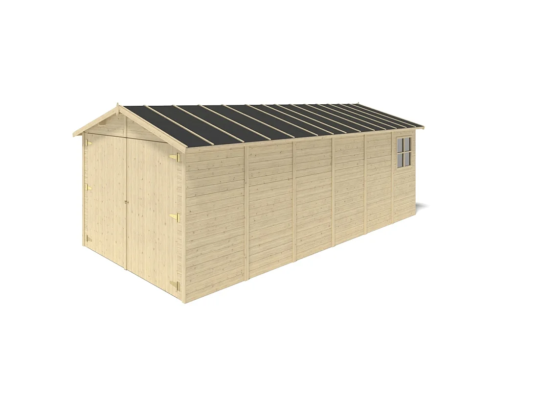 Garage in legno - 18.19m2 - 3.05x5.91m - 18mm - colore: naturale - GAR29 - ALTANKA