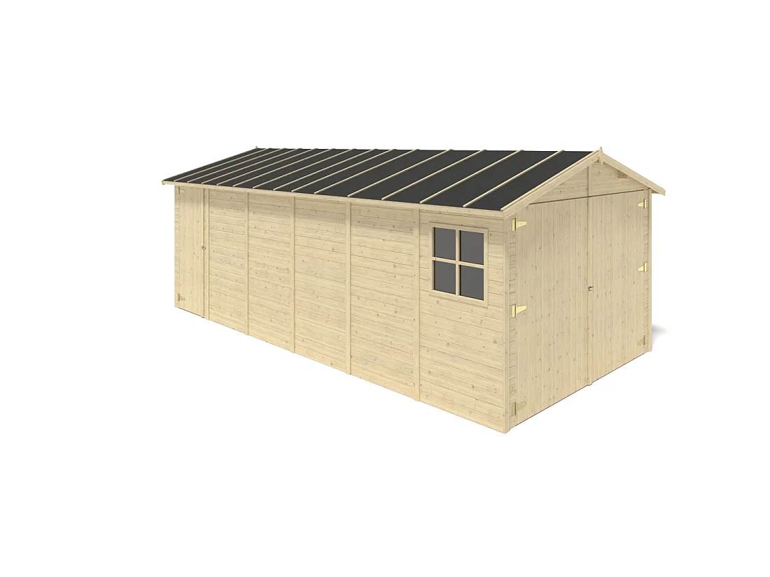 Garage in legno - 18.19m2 - 3.05x5.91m - 18mm - colore: naturale - GAR29 - ALTANKA