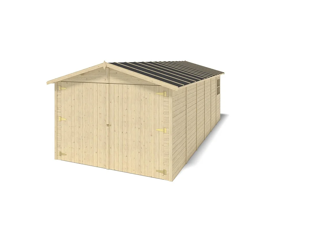 Garage en bois - 18.19m2 - 3.05x5.91m - Ep. 18mm - couleur: naturel - GAR29 - ALTANKA