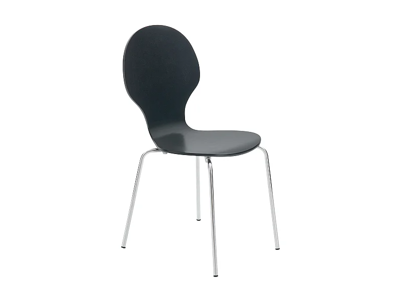 Chaise de conférence - Bois & Acier inoxydable - Noir - Diego