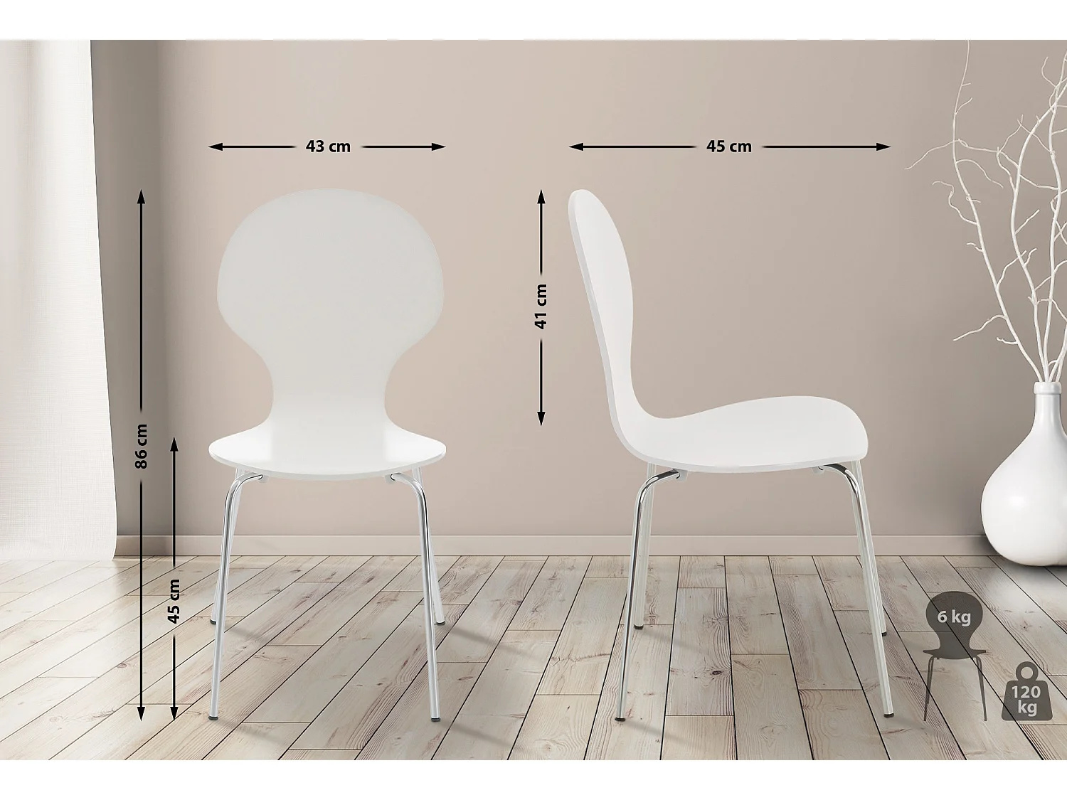 Conferentiestoelen - Hout & roestvrij staal - wit - Diego