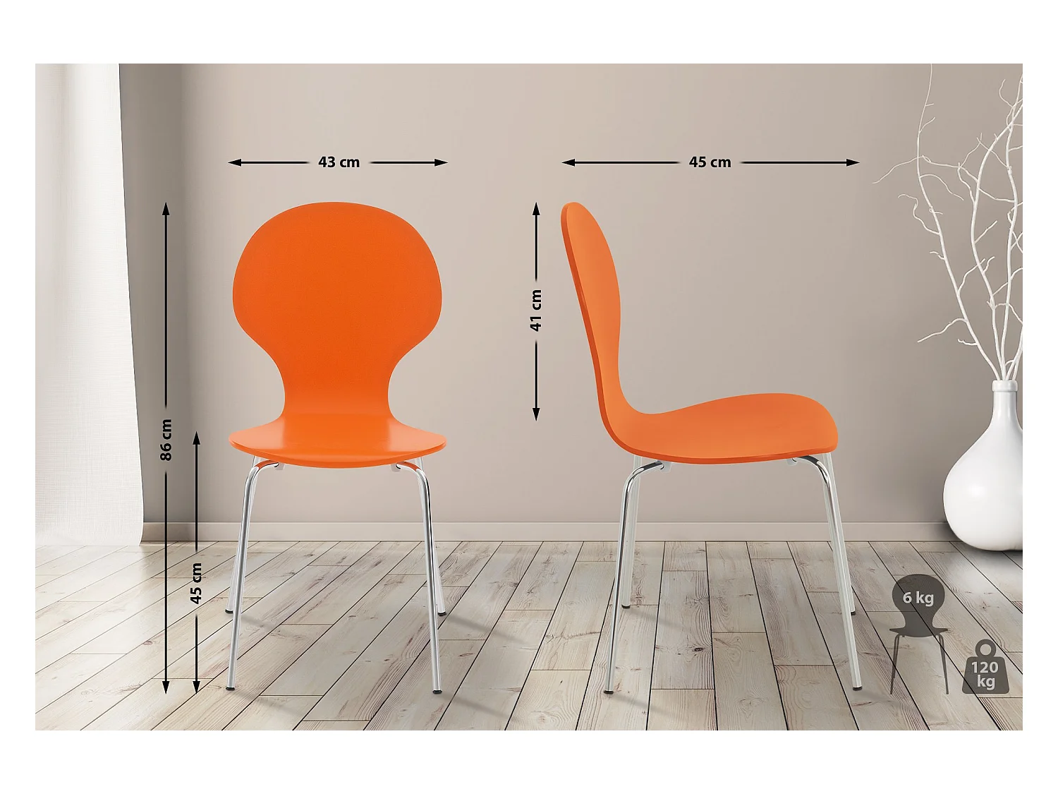 Conferentiestoelen - Hout & roestvrij staal - oranje - Diego