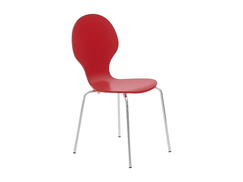 Chaise de conférence - Bois & Acier inoxydable - Rouge - Diego