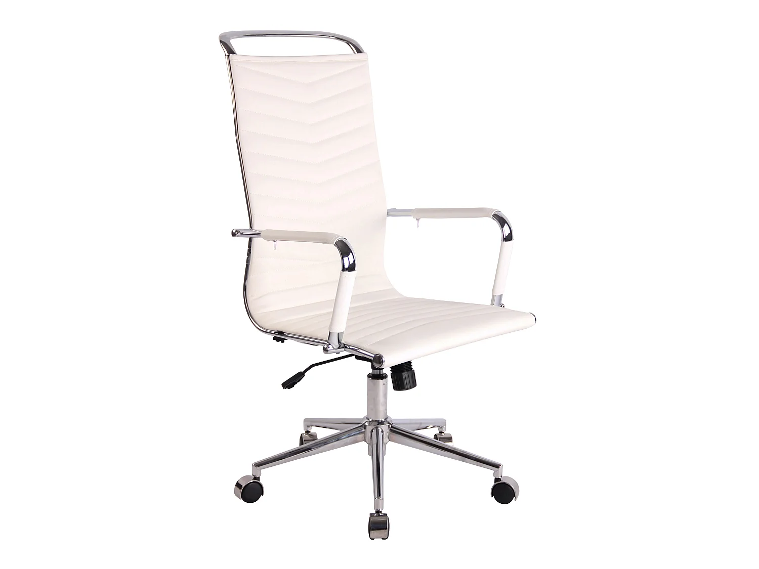 Chaise de bureau - Similicuir & Métal chromé - Blanc - Batley