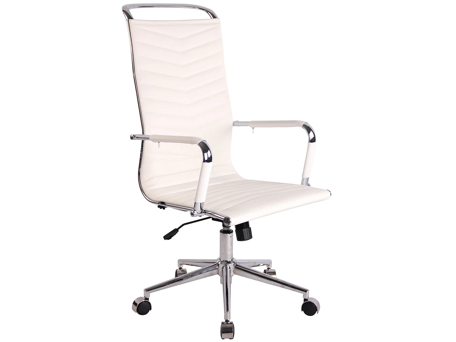 Chaise de bureau - Similicuir & Métal chromé - Blanc - Batley