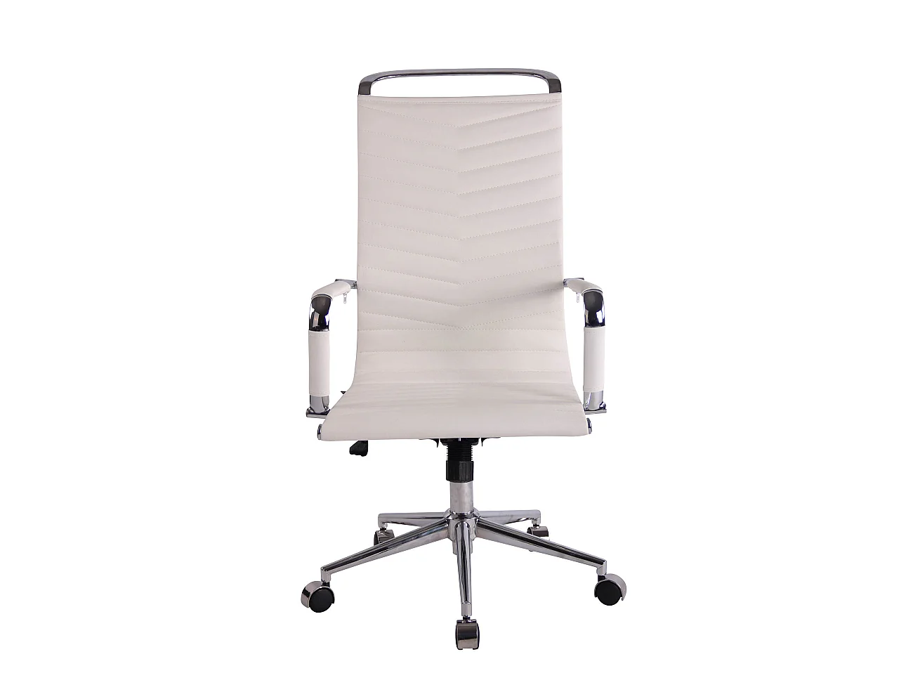 Chaise de bureau - Similicuir & Métal chromé - Blanc - Batley