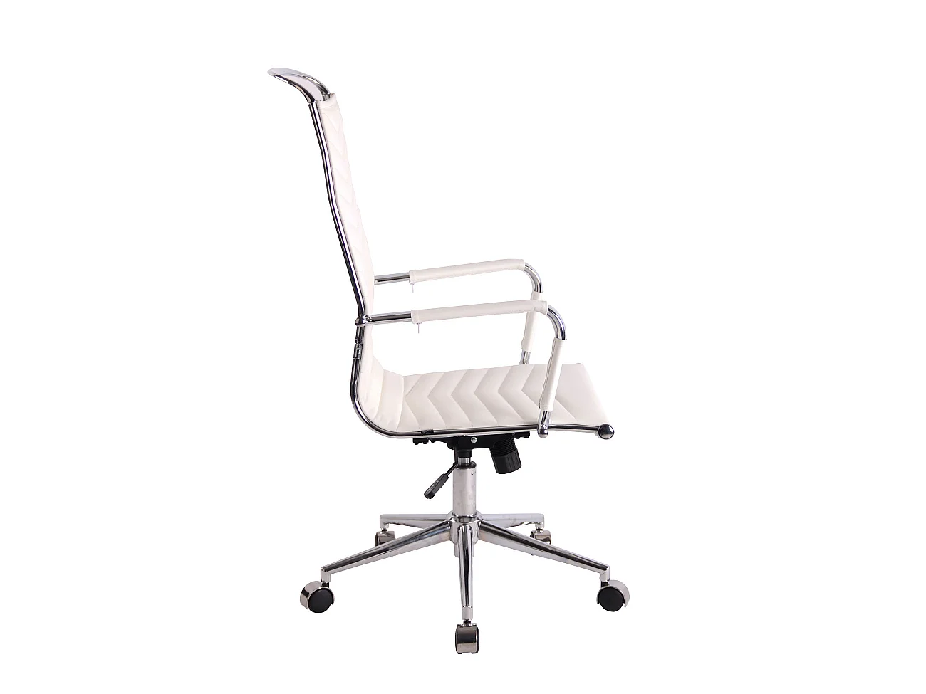 Chaise de bureau - Similicuir & Métal chromé - Blanc - Batley