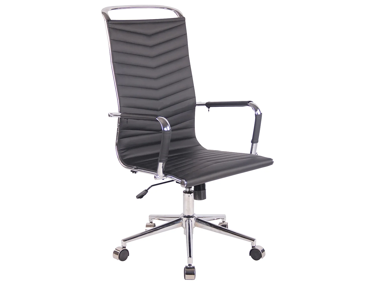 Chaise de bureau - Similicuir & Métal chromé - Noir - Batley