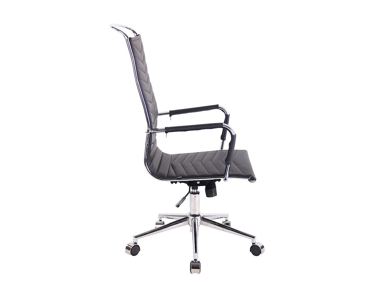 Chaise de bureau - Similicuir & Métal chromé - Noir - Batley