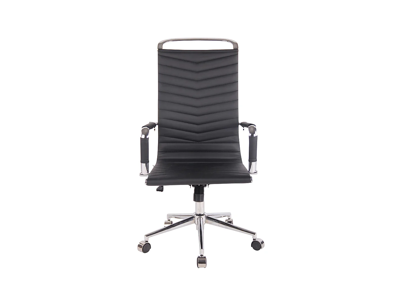 Chaise de bureau - Similicuir & Métal chromé - Noir - Batley