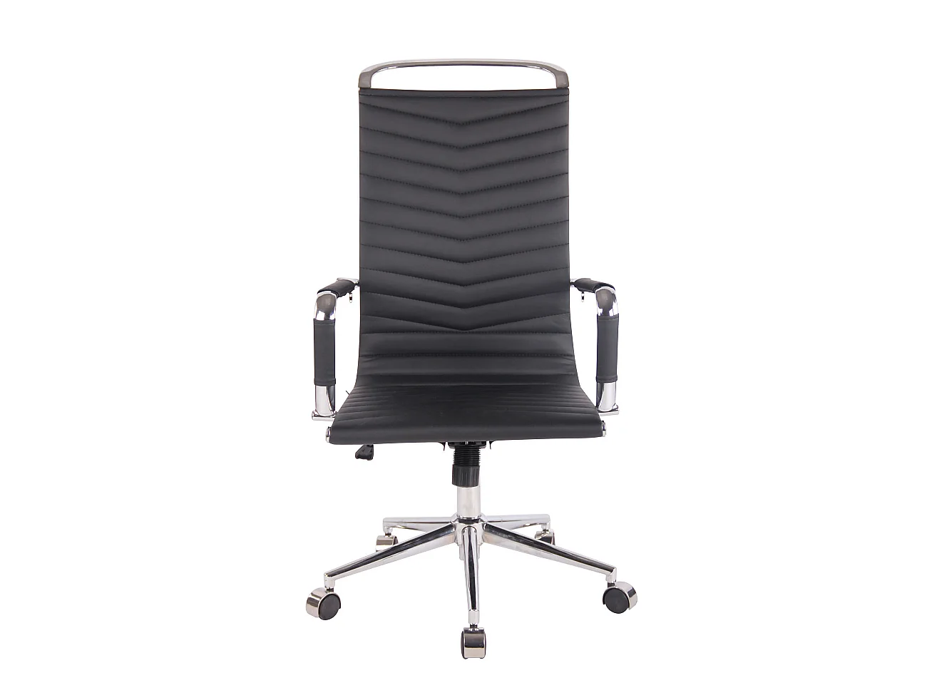 Chaise de bureau - Similicuir & Métal chromé - Noir - Batley