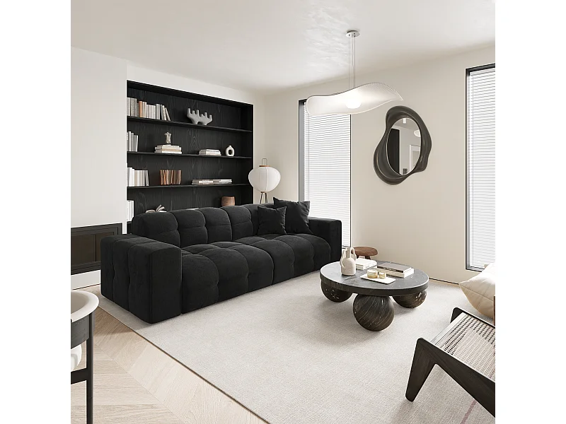 Canapé 4 places velours anthracite foncé 230cm MAEL