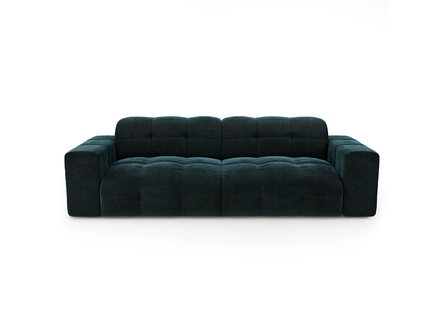 Canapé 4 places velours bleu paon 230cm MAEL