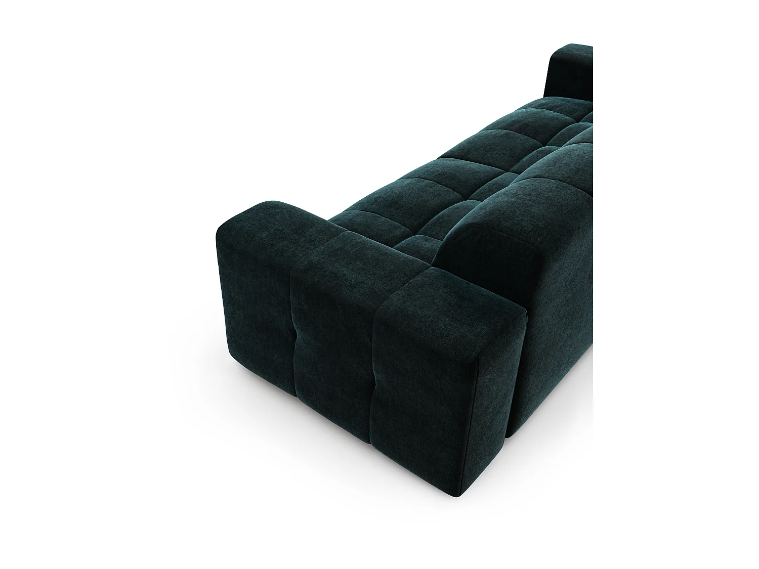 Canapé 4 places velours bleu paon 230cm MAEL