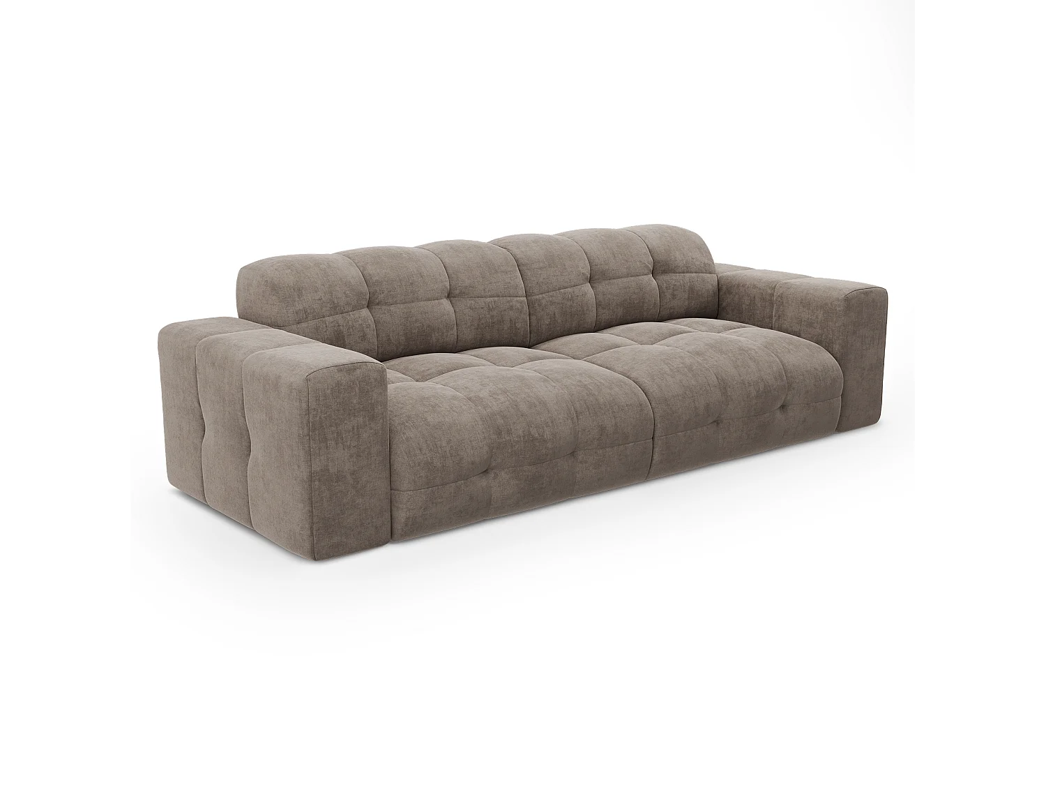 Canapé 4 places velours taupe 230cm MAEL