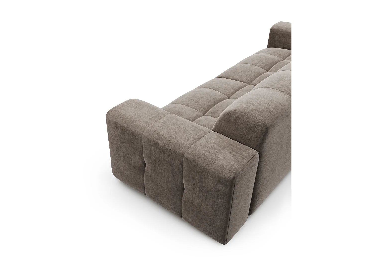 Canapé 4 places velours taupe 230cm MAEL