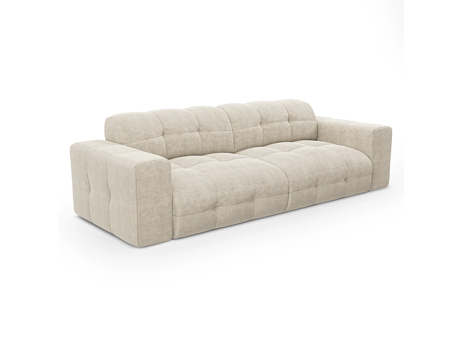 Canapé 4 places velours crème 230cm MAEL