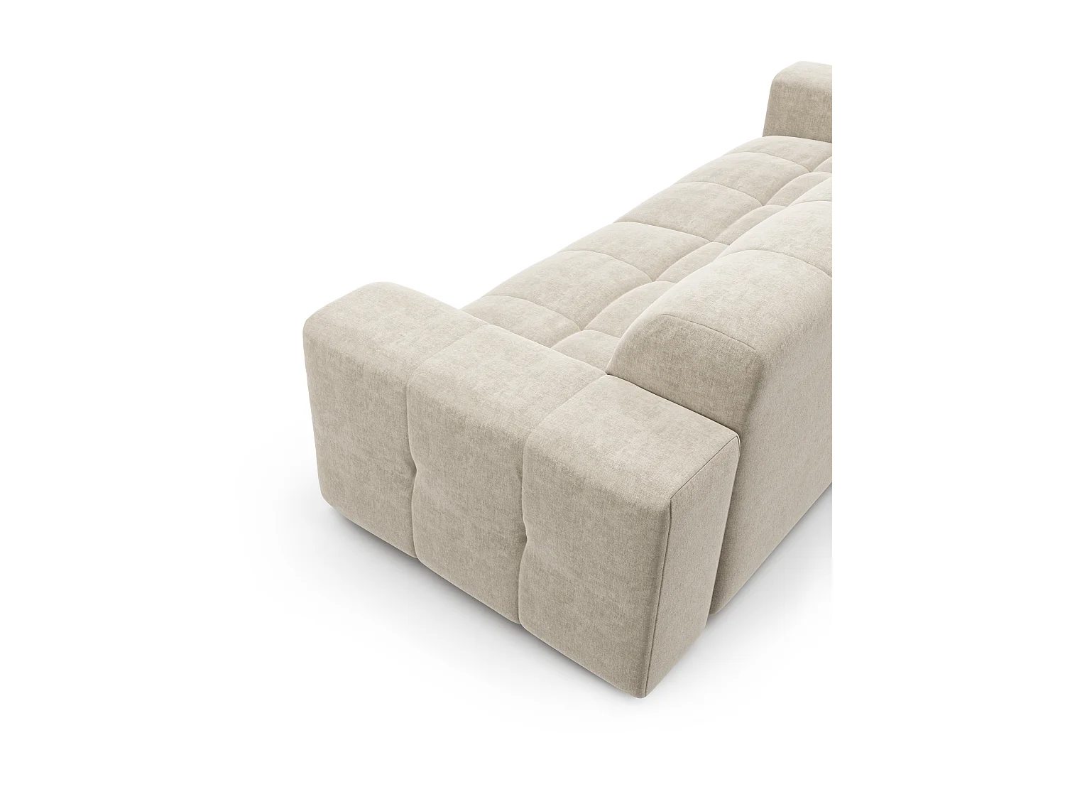 Canapé 4 places velours crème 230cm MAEL