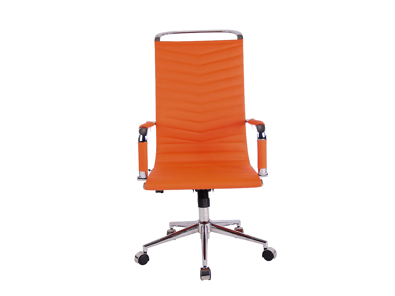 Chaise de bureau - Similicuir & Métal chromé - Orange - Batley