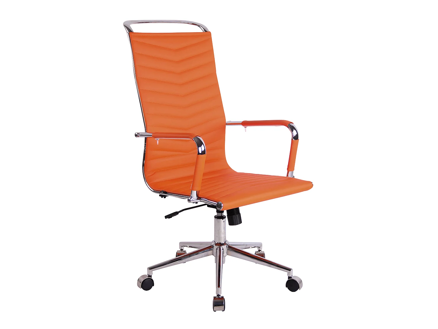 Chaise de bureau - Similicuir & Métal chromé - Orange - Batley
