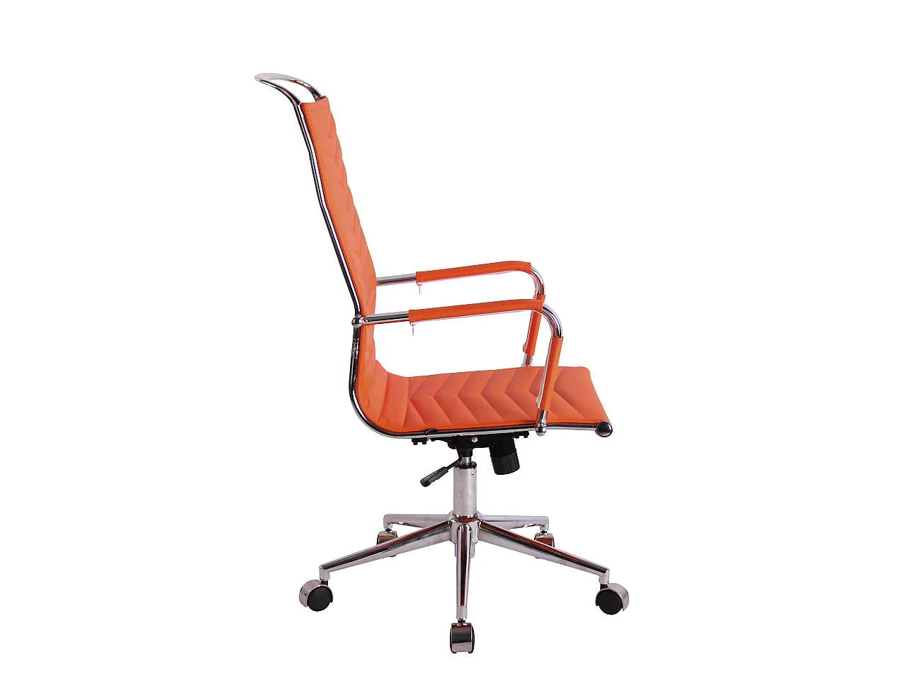 Chaise de bureau - Similicuir & Métal chromé - Orange - Batley