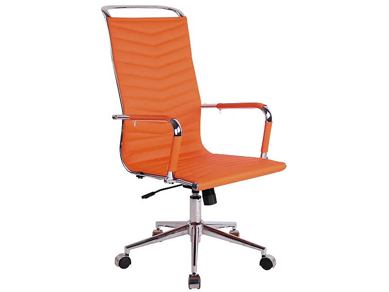 Chaise de bureau - Similicuir & Métal chromé - Orange - Batley