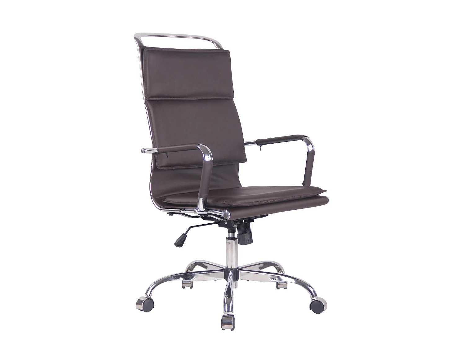 Chaise de bureau - Similicuir & Métal chromé - Café - Bedford
