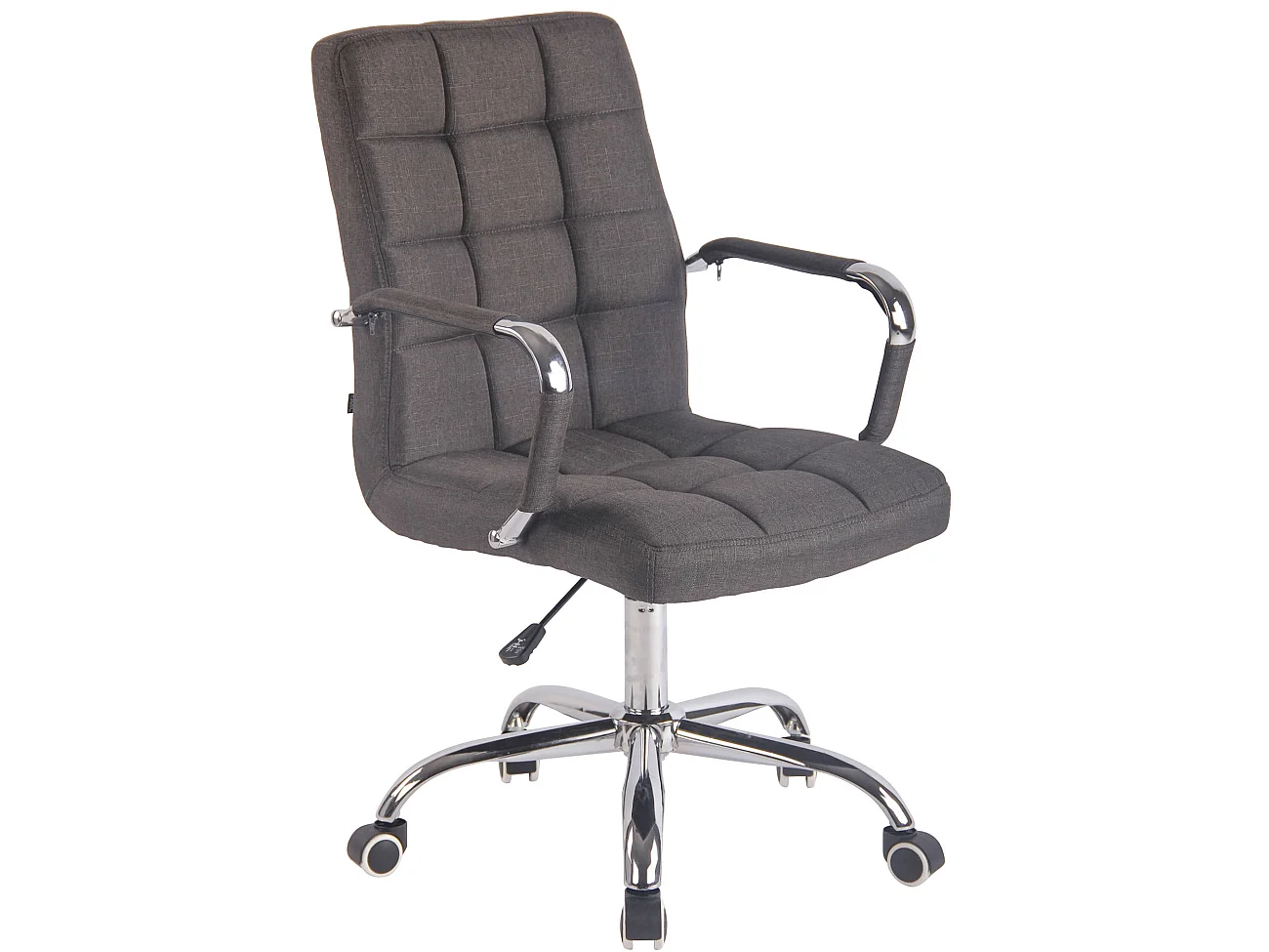 Chaise de bureau - Tissu & Métal chromé - Gris foncé - Deli