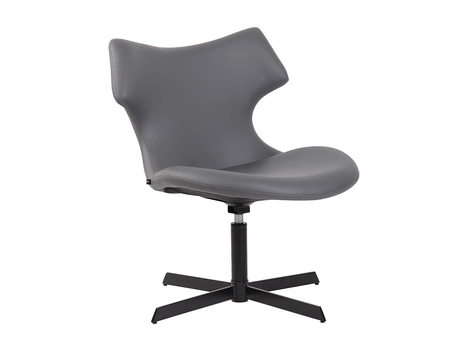 Chaise gondole - Similicuir & Métal noir mat - Gris - Welland