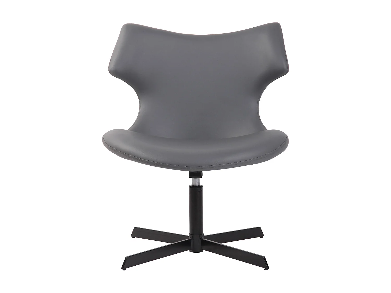 Chaise gondole - Similicuir & Métal noir mat - Gris - Welland