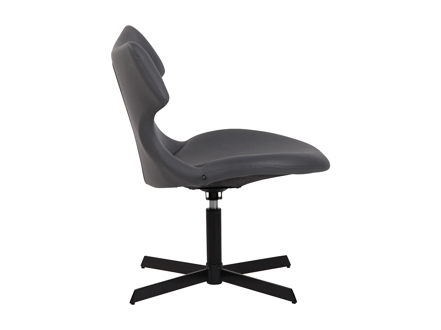 Chaise gondole - Similicuir & Métal noir mat - Gris - Welland