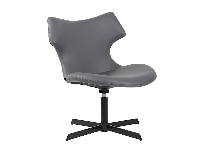 Chaise gondole - Similicuir & Métal noir mat - Gris - Welland