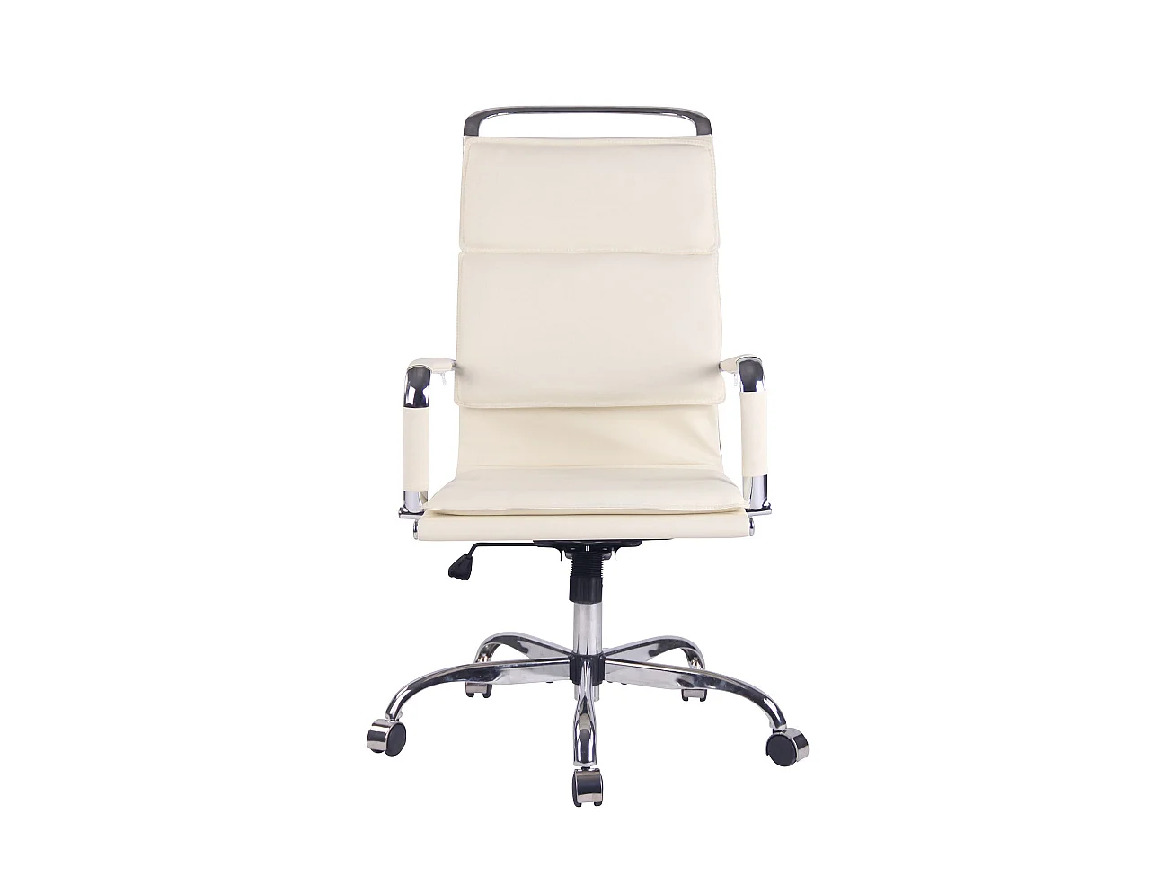 Chaise de bureau - Similicuir & Métal chromé - Crème - Bedford