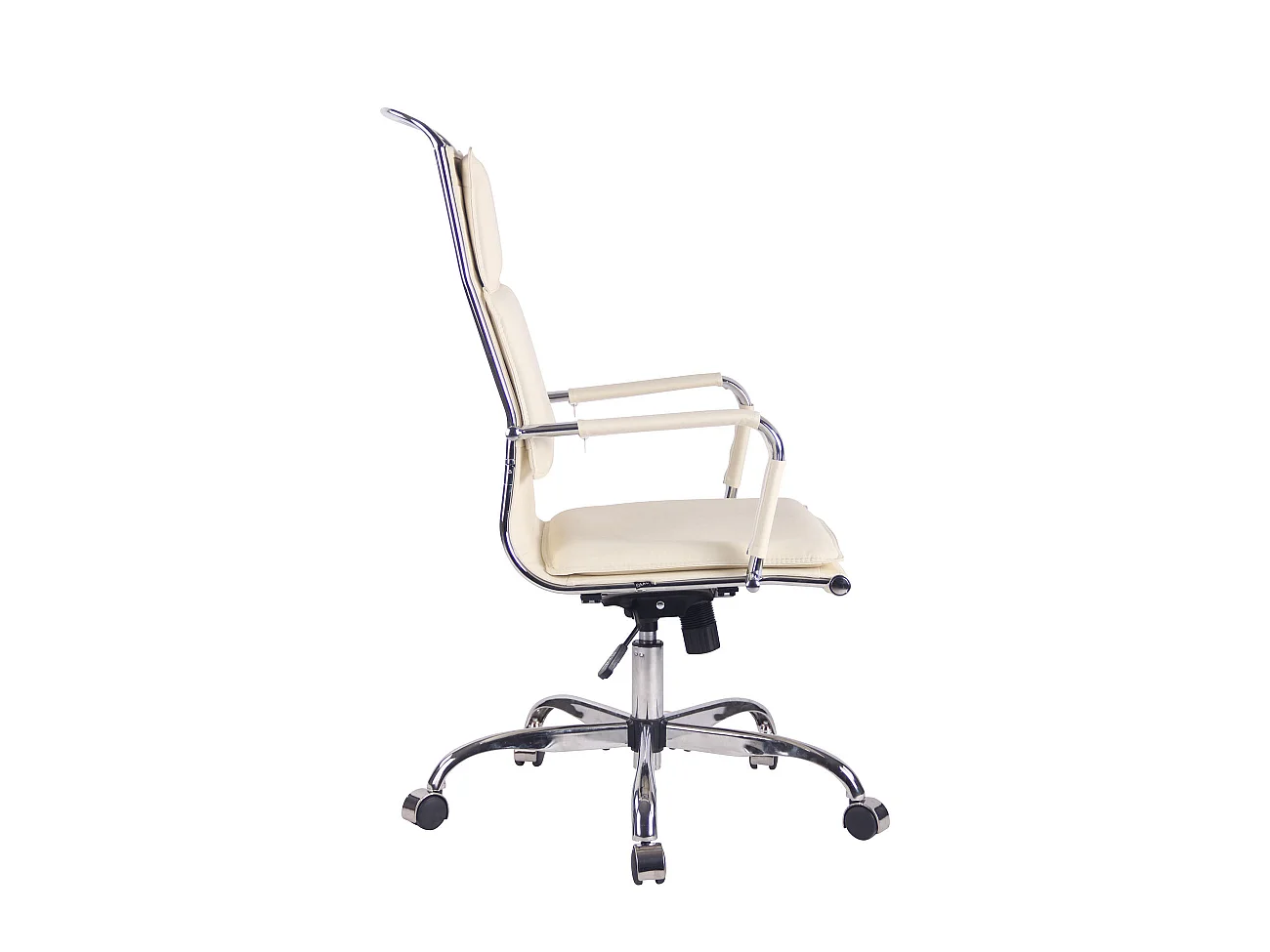 Chaise de bureau - Similicuir & Métal chromé - Crème - Bedford