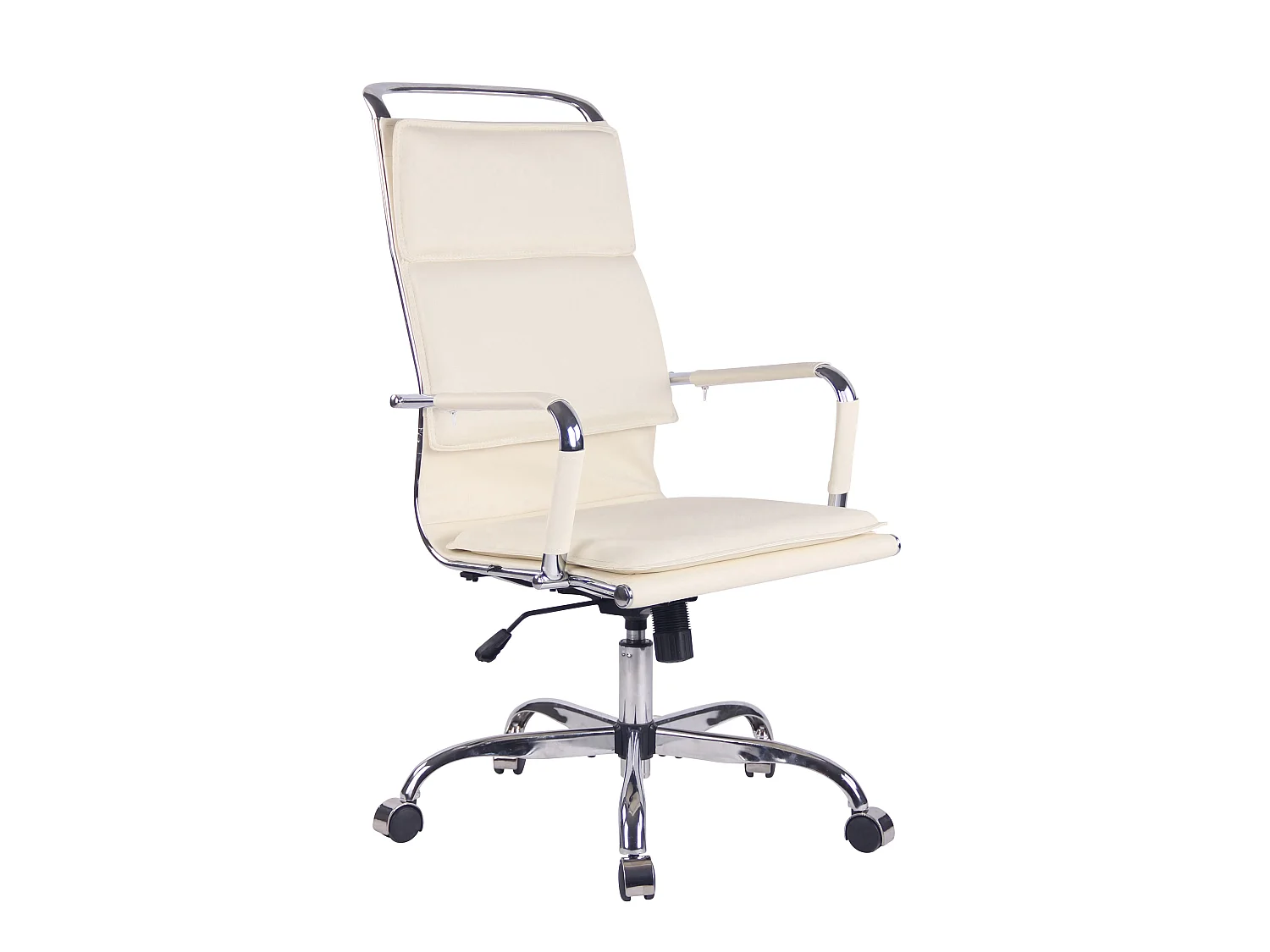 Chaise de bureau - Similicuir & Métal chromé - Crème - Bedford