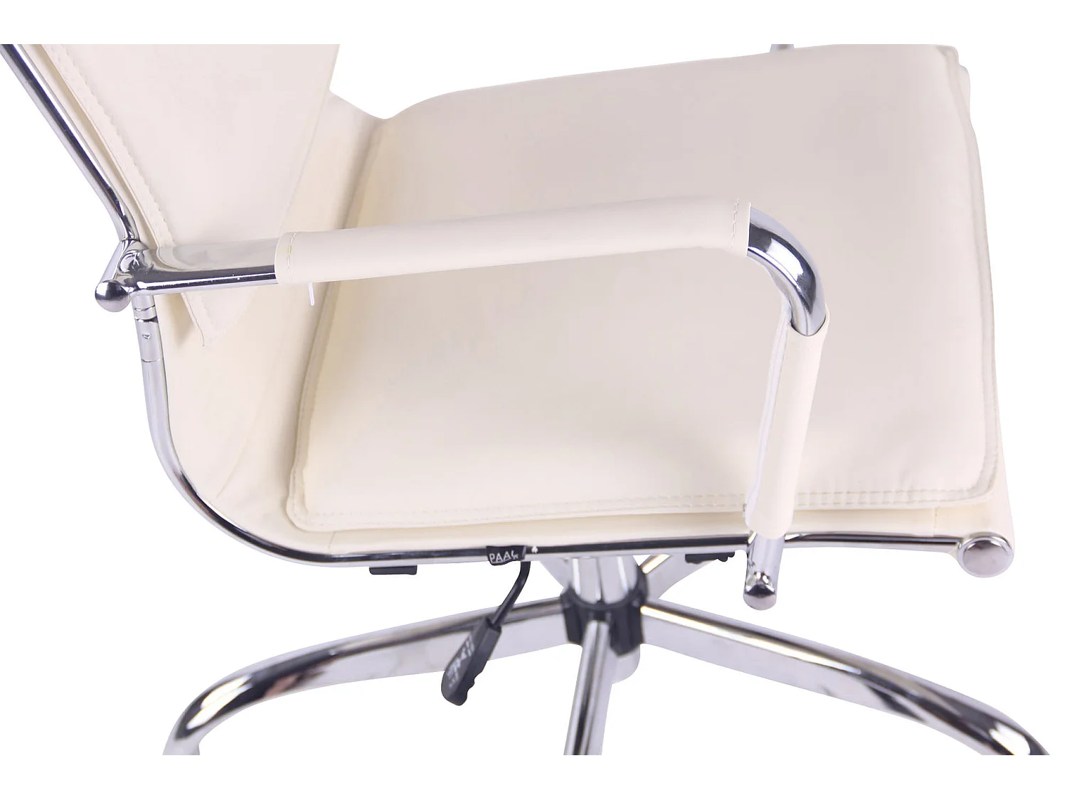 Chaise de bureau - Similicuir & Métal chromé - Crème - Bedford