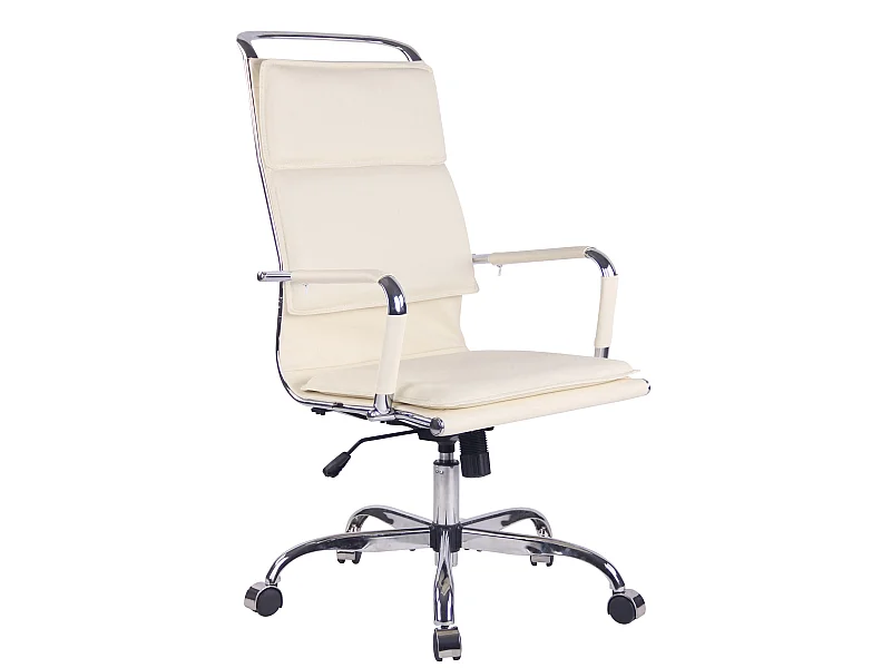 Chaise de bureau - Similicuir & Métal chromé - Crème - Bedford