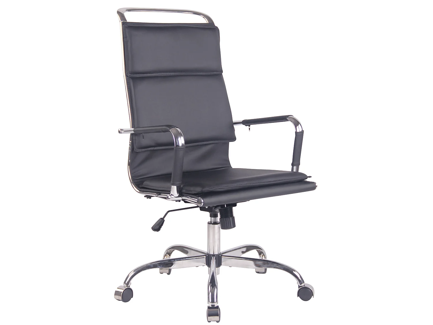 Silla de oficina - Simil cuero & Metal cromado - Negro - Bedford